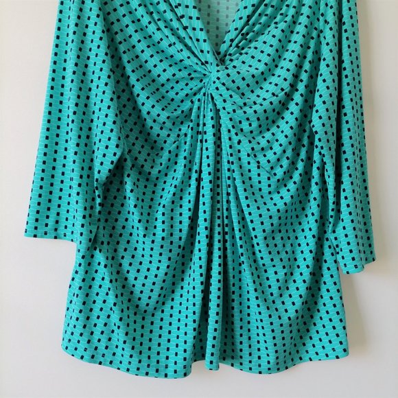 Liz Claiborne Womens Auqa Blue Twist Front V Neck Blouse Top Plus Size 3X - Picture 4 of 5
